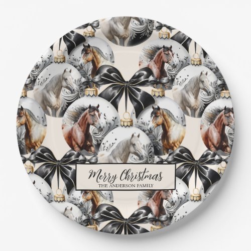 Horses black and gold Christmas quote Paper Plates