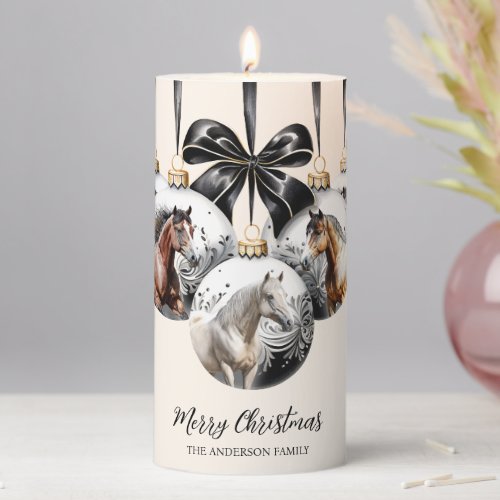 Horses black and gold Christmas quote Pillar Candle