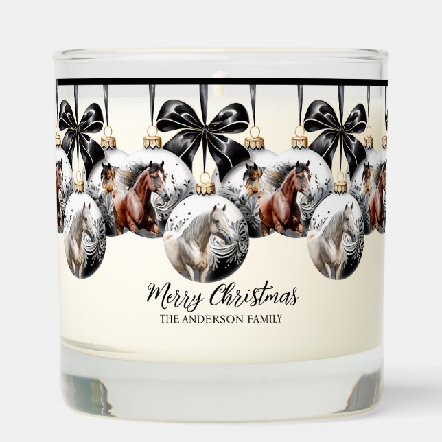 Horses black and gold Christmas quote Scented Candle (Front)