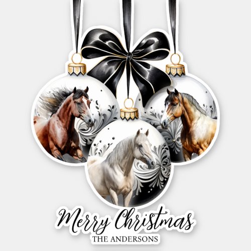 Horses black and gold Christmas quote Sticker
