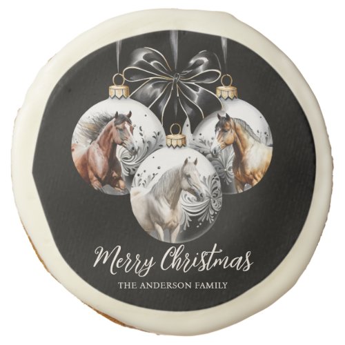 Horses black and gold Christmas quote Sugar Cookie