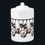 Horses black and gold Christmas quote Teapot<br><div class="desc">Horse black and gold Christmas design with ornate Christmas baubles with three beautiful horse and  personalized text. This horse Christmas design is perfect for any horse lover,  horse rider,  equestrian,  horse ranch,  stable,  barn.</div>