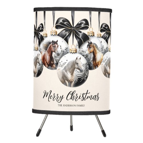 Horses black and gold Christmas quote Tripod Lamp