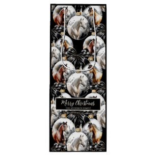 Horses black and gold Christmas quote Wine Gift Bag