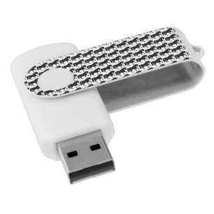Horses Black and White Pattern USB Flash Drive