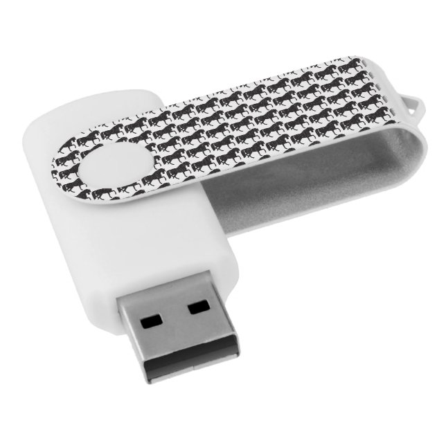 Horses Black and White Pattern USB Flash Drive (Angled)