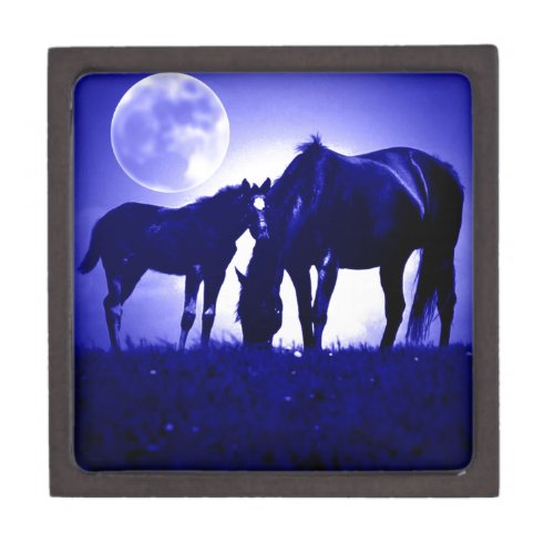 Horses  Blue Night Jewelry Box