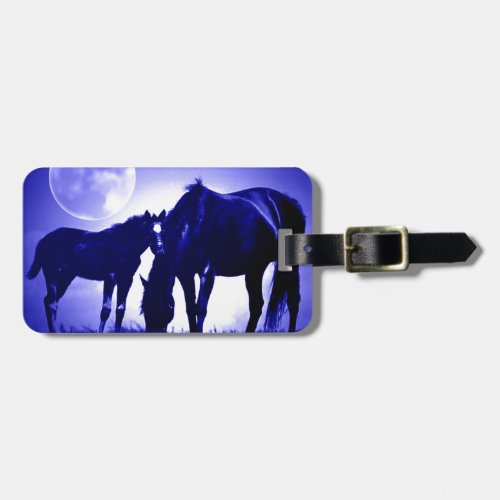 Horses  Blue Night Luggage Tag