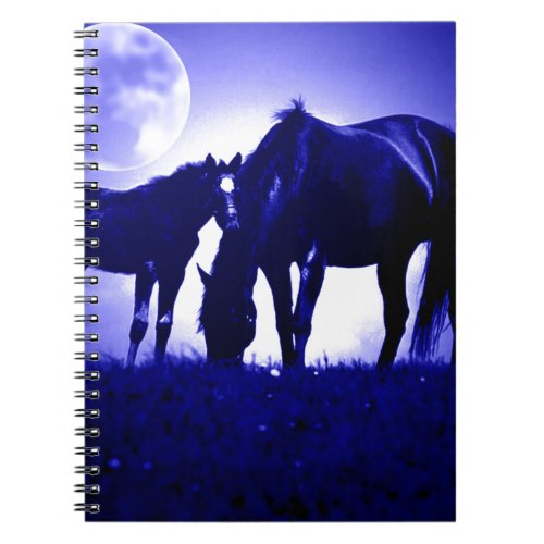 Horses  Blue Night Notebook