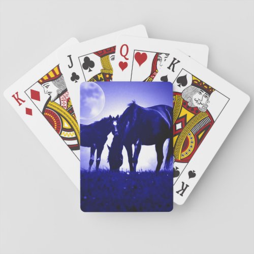 Horses  Blue Night Poker Cards