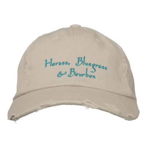 Horses Bluegrass  Bourbon aqua on stone Embroidered Baseball Cap