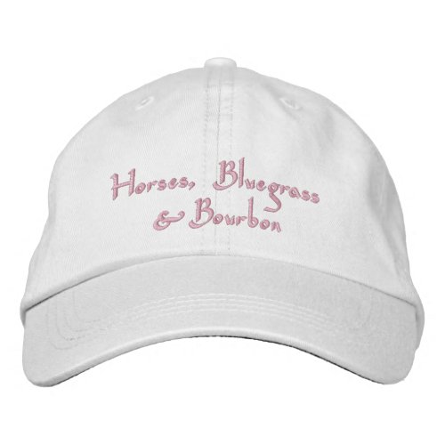 Horses Bluegrass  Bourbon pink on white Embroidered Baseball Cap
