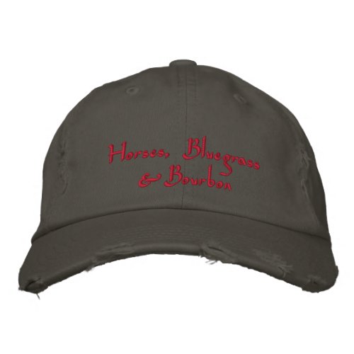Horses Bluegrass  Bourbon red on charcoal Embroidered Baseball Cap