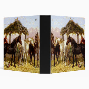 Horses by a river circa 1800s 3 ring binder