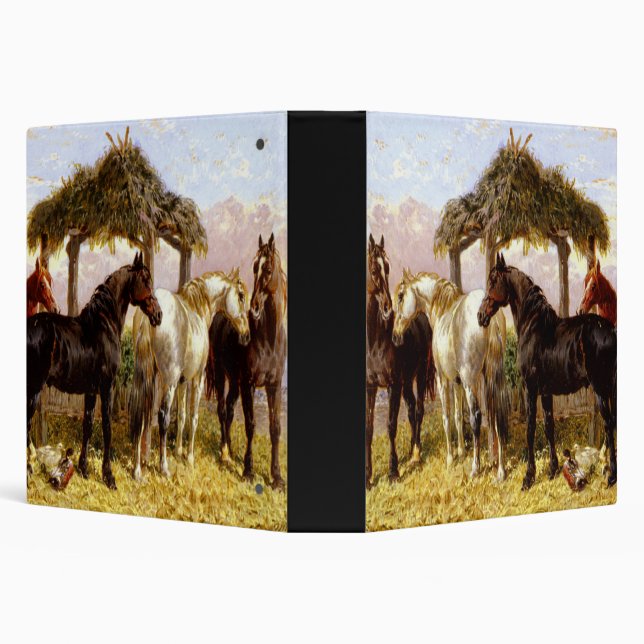 Horses by a river circa 1800s 3 ring binder (Background)