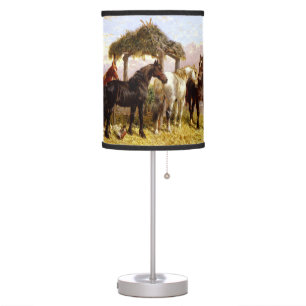 Horses by a river circa 1800s table lamp