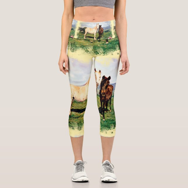 Horses Capri Leggings (Front)