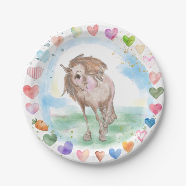 Horses cardboard tableware, children's birthday &  paper plates (Front)
