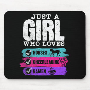 Horses Cheerleading Ramen Just A Girl Who Loves Pu Mouse Pad