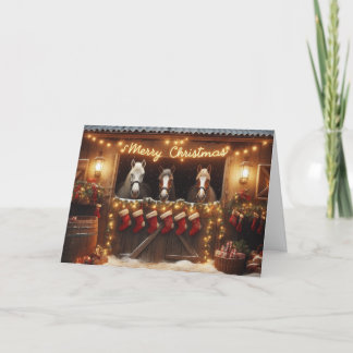 Horses Christmas greeting cards. Holiday Card