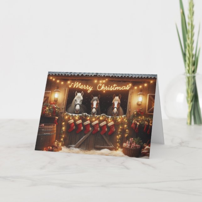 Horses Christmas greeting cards. Holiday Card (Front)