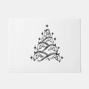 Horses Christmas Tree Equestrian Holiday Xmas Doormat