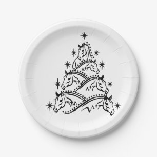 Horses Christmas Tree Equestrian Holiday Xmas Paper Plates