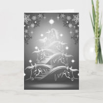 Horses Christmas Tree in Gunmetal Gray Holiday Card