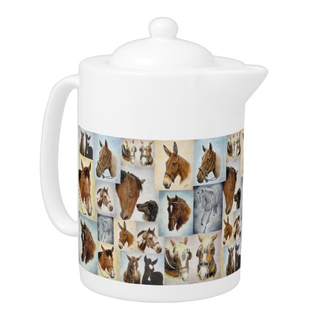 Horses Collage Teapot (Left)