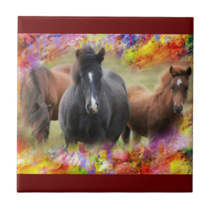 Horses Colorful Ceramic Tile