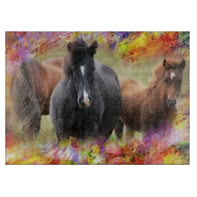 Horses Colorful Cutting Board (Front)