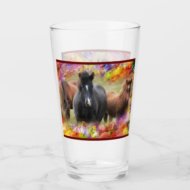 Horses Colorful Glass (Front)