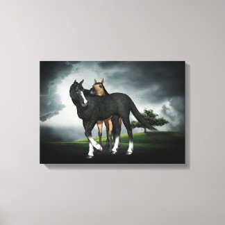 HORSES COLT AND FILLY, CANVAS PRINT, TWO FOALS ART PRINT