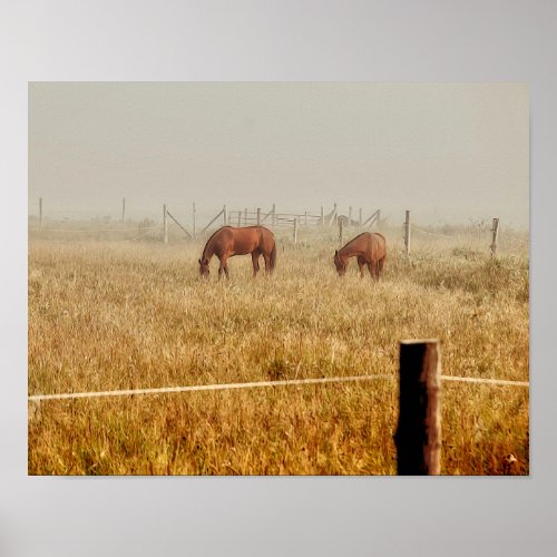 Horses Country Farm Rustic Brown Decoupage Poster