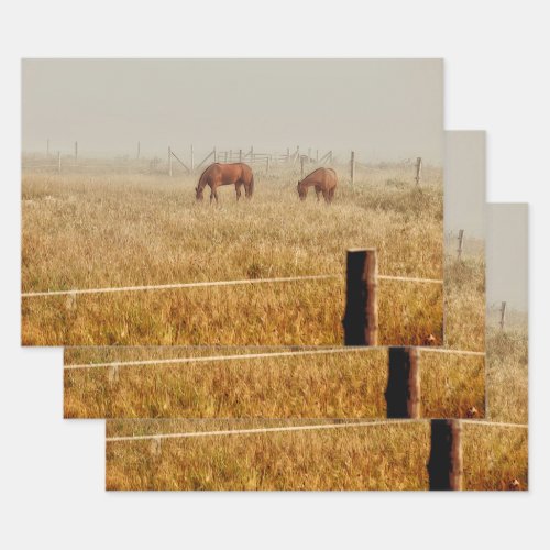 Horses Country Rustic Brown Decoupage Wrapping Paper Sheets