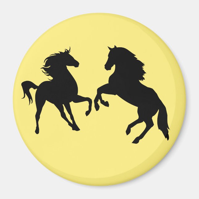 Horses Couple Magnet - Your Color - Text (Front)