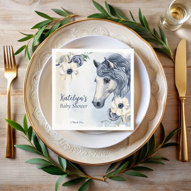 Horses cowgirl baby shower monogrammed napkins (Horses cowgirl baby shower monogrammed napkins personalized equestrian baby shower napkins)