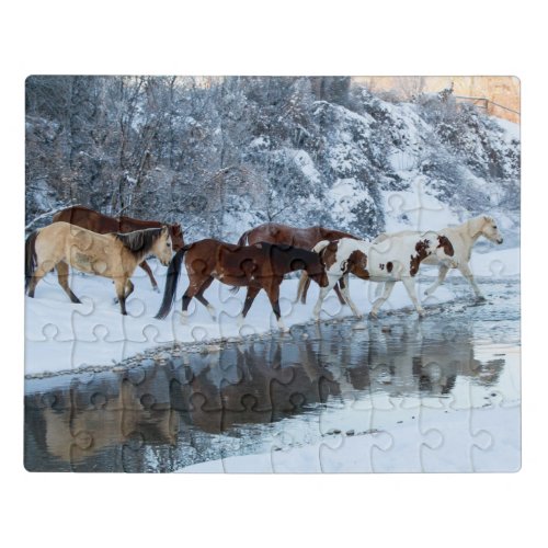 Horses Crossing the Creek Jigsaw Puzzle