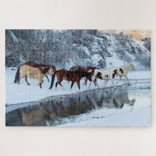 Horses Crossing the Creek Jigsaw Puzzle