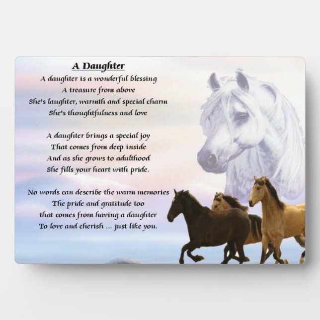 horses design - daughter poem plaque (Front)