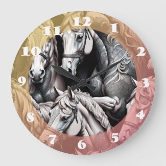 Horses Detailed Painting in Black& White Art 