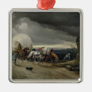 Horses Drawing Carts up a Hill, 1856 Metal Ornament