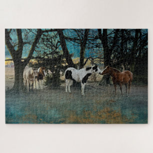 horses early morning greeting 26oct jigsaw puzzle
