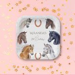 Horses equestrian elegant birthday party paper plates<br><div class="desc">Horse themed birthday party tableware horses equestrian elegant birthday party plates,  beautiful watercolor hand painted horse portraits for let's horse around  horse themed party</div>