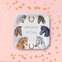 Horses equestrian elegant birthday party paper plates