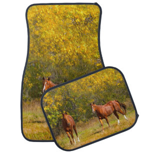 Horses Fall Gold Car Mat