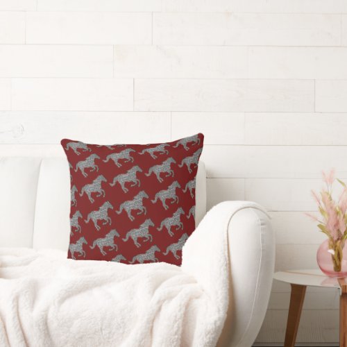 horses farm pattern decor throw pillow