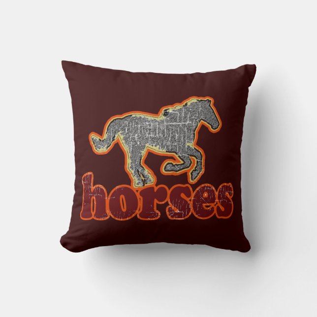horses farm style decor throw pillow (Front)