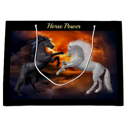 Horses fighting in a bad lightning storm large gift bag