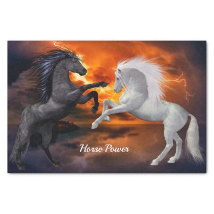 Horses fighting in a bad lightning storm tissue paper